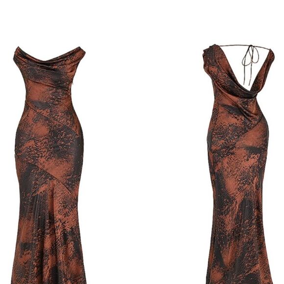 COPY - MWT HOUSE OF CB 'Alaina' Antique Copper Bias Cut Maxi dress Size XS - Picture 5 of 7